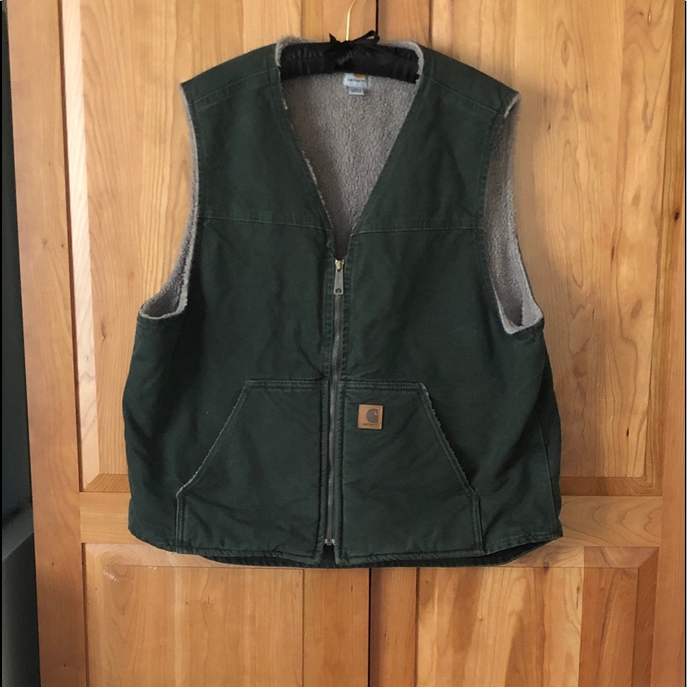 Vintage Men’s Carharrt Vest with Pockets, Fleece Lined Size XL